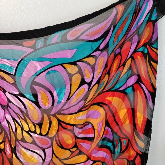 Rare Vintage Jean Claude Jitrois 80s Silk Scarf Large Shawl - Picture 11 of 16